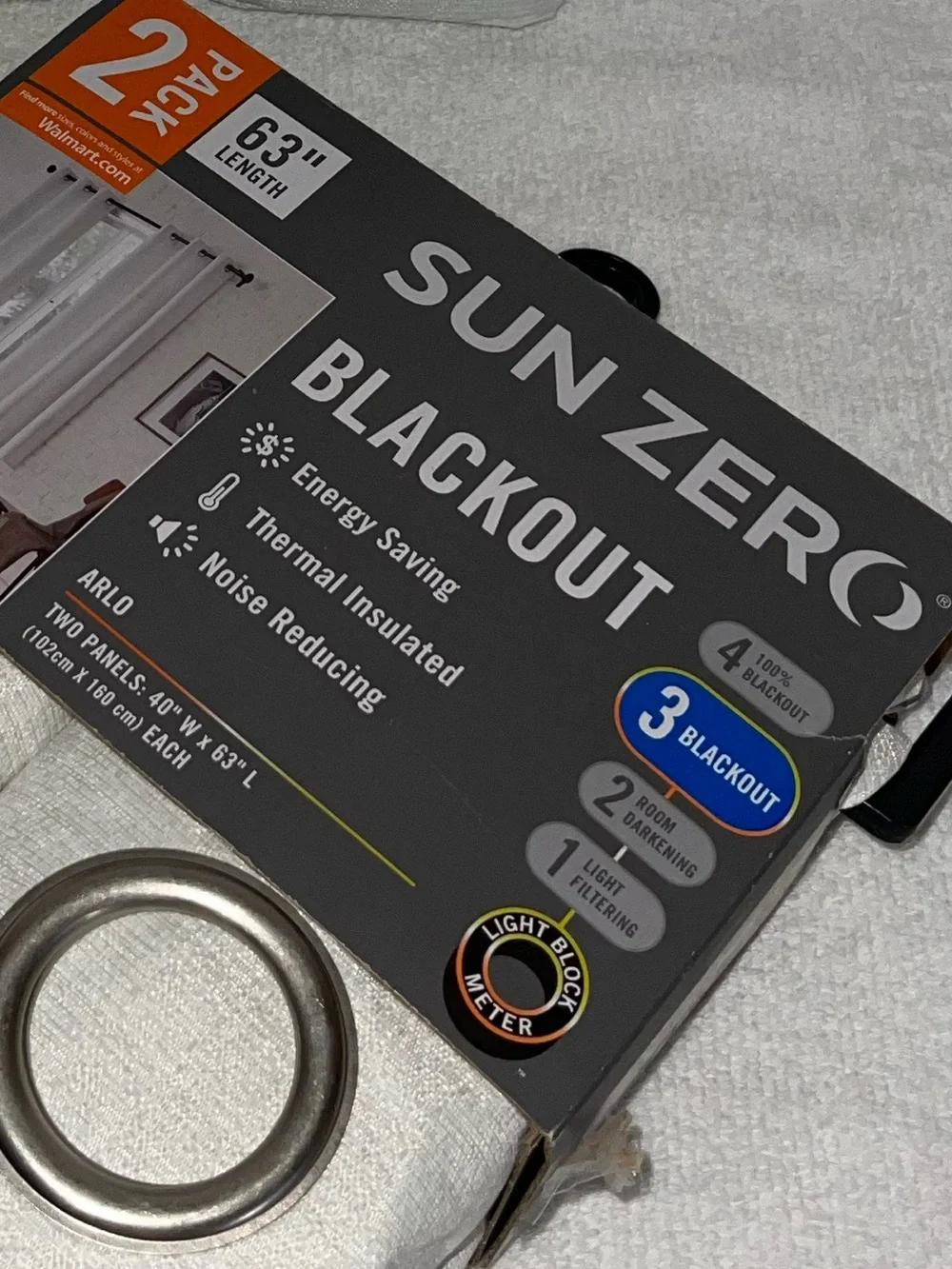 Sun Zero Blackout Grommet Curtain Set - 4 Panels for the $ of 2!  ARLO WHITE.